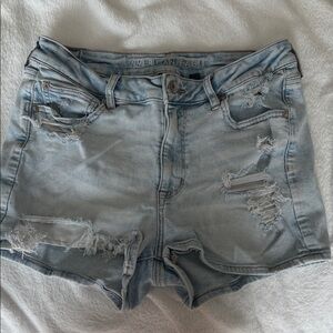 American Eagle Outfitters Light Wash Distressed Denim Shorts